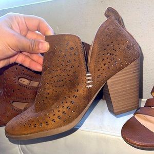 Laser cut cognac booties